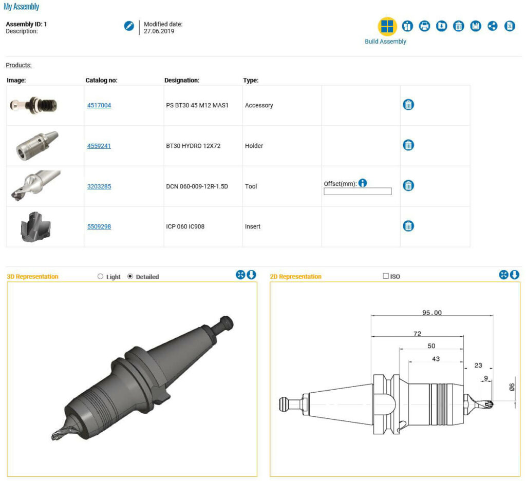 This new function allows creating the twin representation of a drilling or tapping tool assembly based on the ISO 13399 standard.